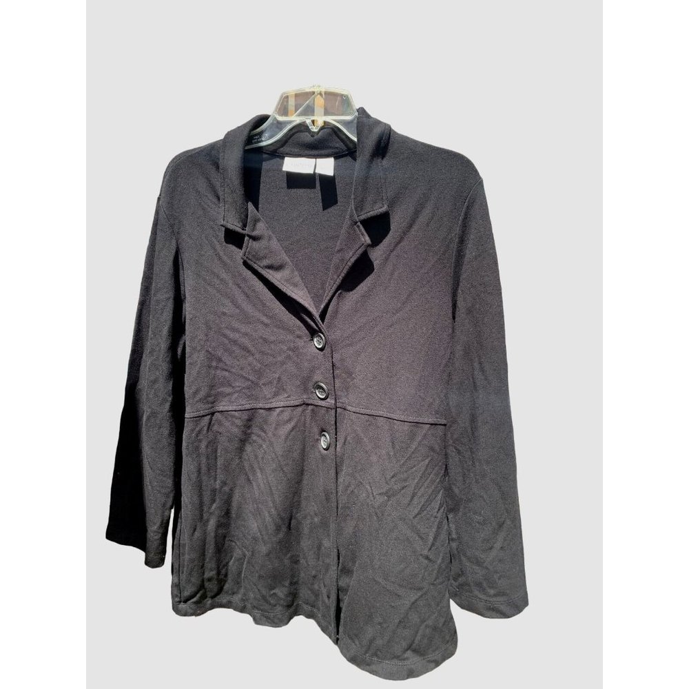 Chico's Size 2 Solid Black Jacket RN 79984 Stretch Fabric